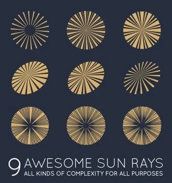 Set of Sunburst Vector Rays of Sun Stock Illustration