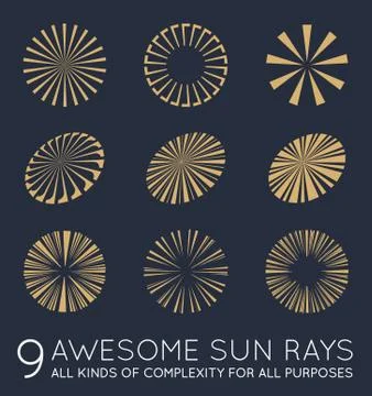 Set of Sunburst Vector Rays of Sun Stock Illustration