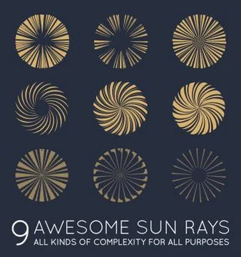 Set of Sunburst Vector Rays of Sun Illustrazione stock
