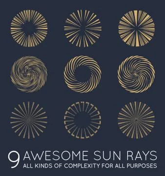 Set of Sunburst Vector Rays of Sun Stock Illustration