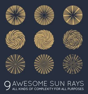 Set of Sunburst Vector Rays of Sun Stock Illustration