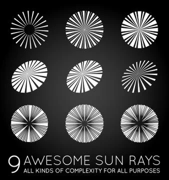 Set of Sunburst Vector Rays of Sun Stock Illustration