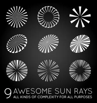 Set of Sunburst Vector Rays of Sun Illustrazione stock