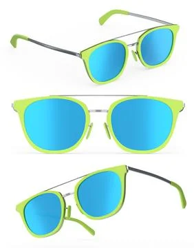 Set of sunglasess with gradient lens and plastic frame on white background. Stockillustratie