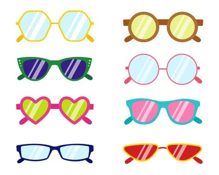 Set of sunglasses collections isolated on white background. Vector Stock Illustration