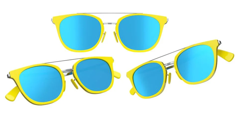 Set of sunglasses with gradient lens and plastic frame on white background. Stockillustratie