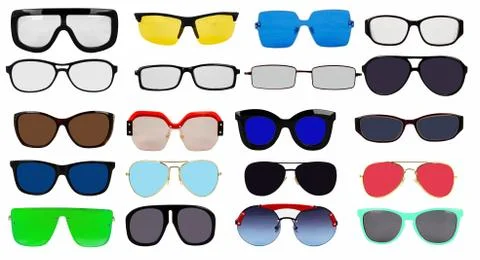 A set of sunglasses on a white background for drawing on a portrait of an iso Illustrazione stock