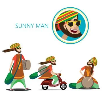 Set of sunny man Stock Illustration