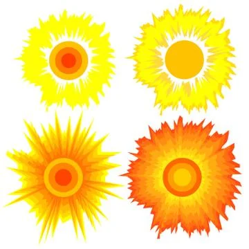 Set of suns. elements for design. Stock Illustration