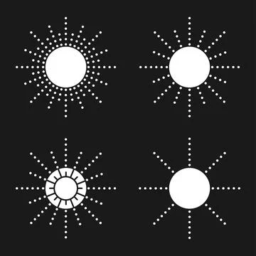 Set of suns from graphic elements. Minimalistic style. Universal use. White o Stock Illustration
