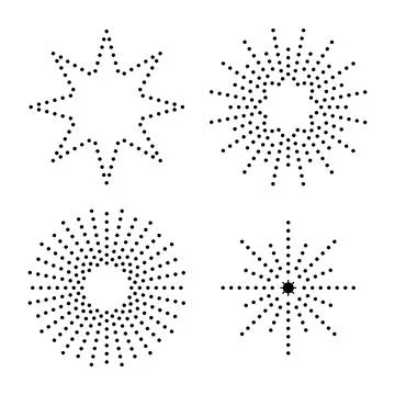 Set of suns from graphic elements. Simple graphic style. Black objects isolat Stock Illustration