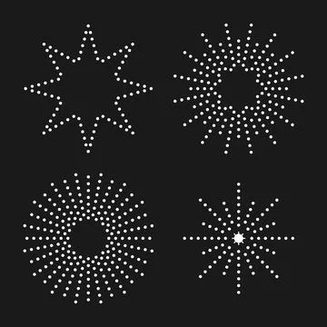 Set of suns from graphic elements. Simple graphic style. White objects isolat Stock Illustration