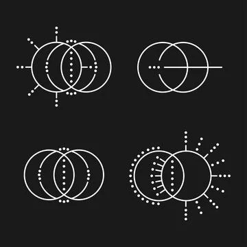 Set of suns from graphic elements. Simple graphic style. White objects isolat Stock Illustration