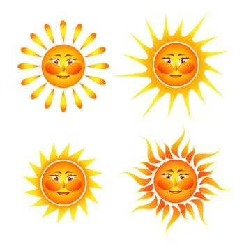 Set of suns on a white background Stock Illustration