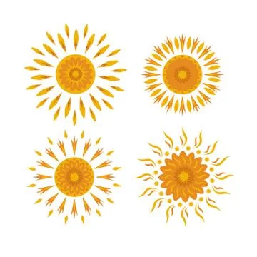 Set of suns on a white background Stock Illustration