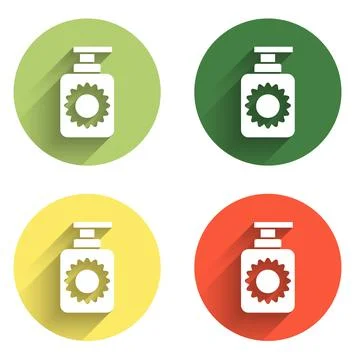 Set Sunscreen spray bottle icon isolated with long shadow background. Prote.. Stock Illustration
