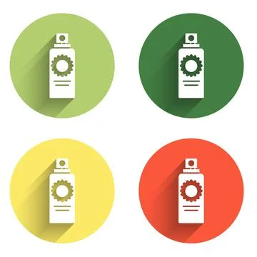 Set Sunscreen spray bottle icon isolated with long shadow background. Prote.. Stock Illustration