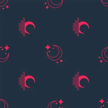 Set Sunset and Moon and stars on seamless pattern. Vector Stock Illustration