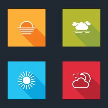 Set Sunset, Cloud, and with moon and stars icon. Vector Stock Illustration