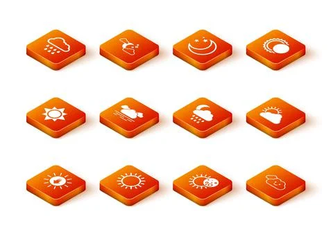 Set Sunset, Cloud, Eclipse of the sun, with rain and moon, and cloud weather Ilustração Stock