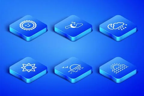 Set Sunset, Cloud with moon and stars and rain icon. Vector イラスト素材