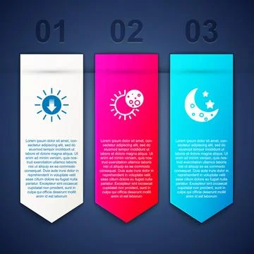 Set Sunset, Eclipse of the sun and Moon and stars. Business infographic templ Ilustração Stock