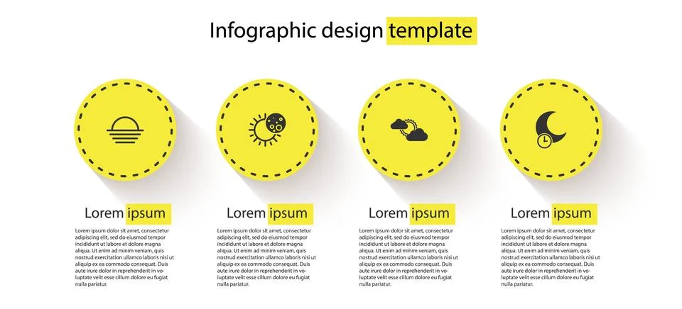 Set Sunset, Eclipse of the sun, and cloud weather and Sleeping moon. Business Illustrazione stock