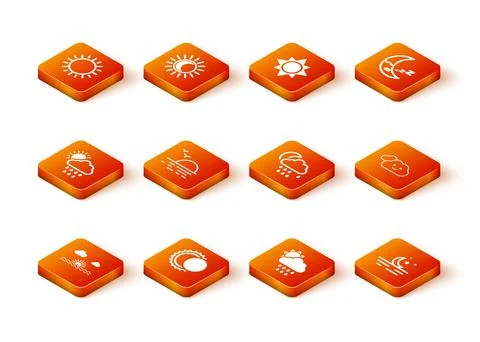 Set Sunset, Eclipse of the sun, Cloud with rain and, moon, Moon stars and icon Ilustração Stock