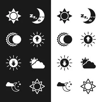 Set Sunset, Eclipse of the sun, Moon icon, and cloud weather,  and Cloud wi.. イラスト素材