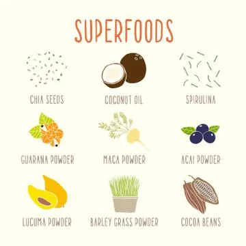 Set of superfoods part 2. Stock Illustration
