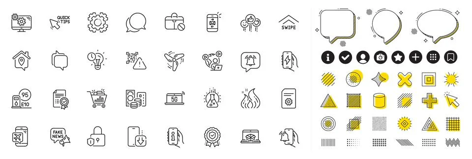 Set of Support, Flight mode and Video conference line icons for web app Stock Illustration
