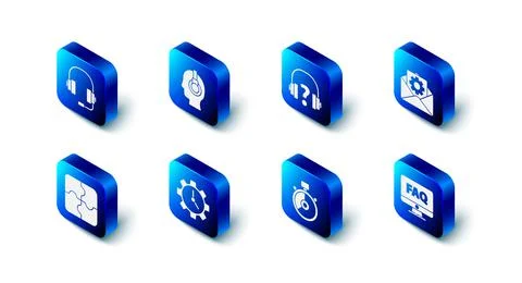 Set Support operator in touch, Headphones, Envelope setting, Computer monitor Stock Illustration