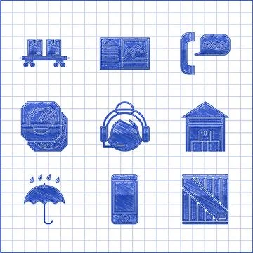 Set Support operator in touch Mobile phone with app delivery tracking Wooden  Stock Illustration