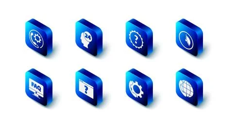 Set Support operator in touch, Question mark, Time Management, Telephone 24.. Stock Illustration