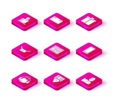 Set Support operator in touch, Scanner scanning bar code, Cardboard box with Stock Illustration