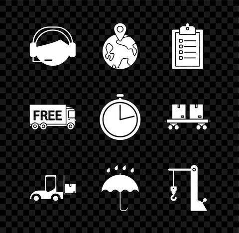 Set Support operator in touch Worldwide Verification of delivery list clipboa Stock Illustration