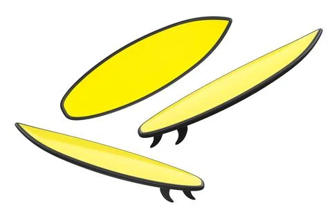 Set of surfboard for summer surfing on surf board on white background. Stock Illustration