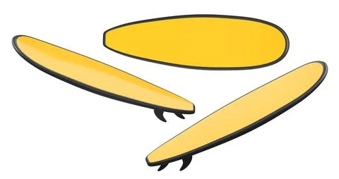 Set of surfboard for summer surfing on surf board on white background. Stock Illustration