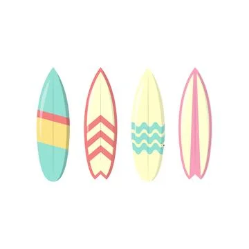 Set of Surfboard Vector Illustration. Summer Beach Element. Extreme Sport. .. Stock Illustration