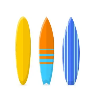 Set of surfboards. Classic types of surfboards with a pattern. Vector illustr Stock Illustration