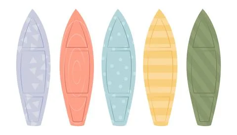 Set of Surfboards with Different Bright Stock Illustration