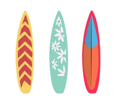 Set of Surfboards with tropic design vector. Stock Illustration