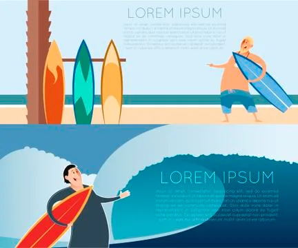 Set of surfer banners Stock Illustration