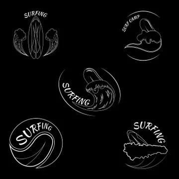 Set surfing logo vector illustration Stock Illustration