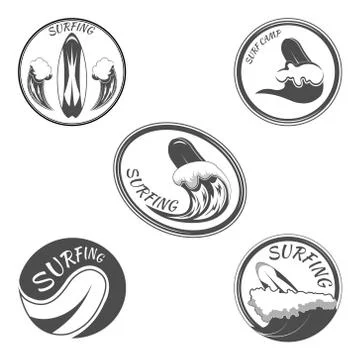 Set surfing logo vector illustration Stock Illustration