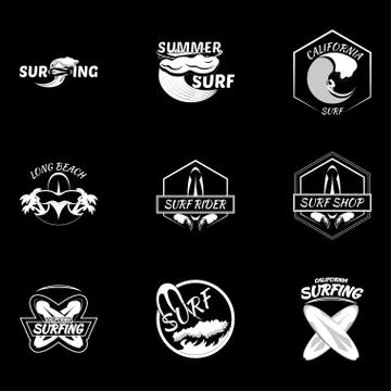 Set. surfing logo vector illustration Stock Illustration