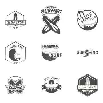 Set. surfing logo vector illustration Illustration