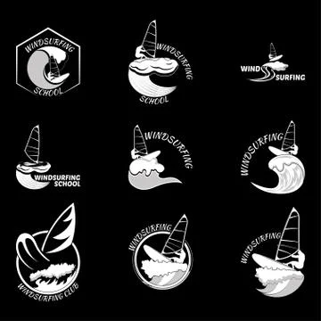 Set. surfing logo vector illustration Stock Illustration