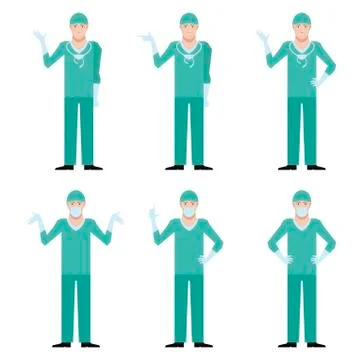 Set of surgeons Stock Illustration
