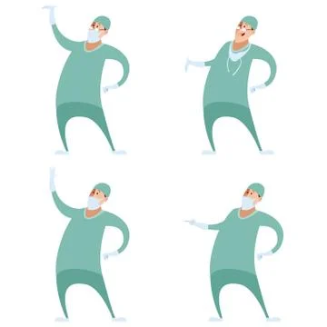 Set of surgeons Stock Illustration